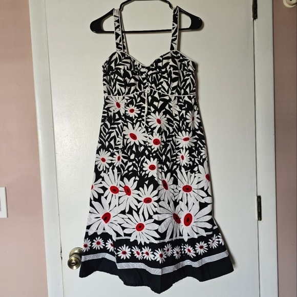 Y2k R&K cotton blend floral lined cups smocked back babydoll knee sundress - Picture 4 of 11